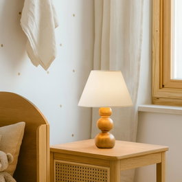 Opviq Lámpara de Mesa de Madera Crema y Roble